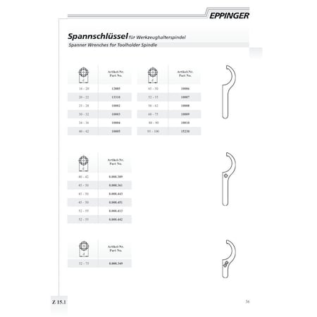 Eppinger SCH DIN 638846 4042 mm Hook Spanner Wrench 10005